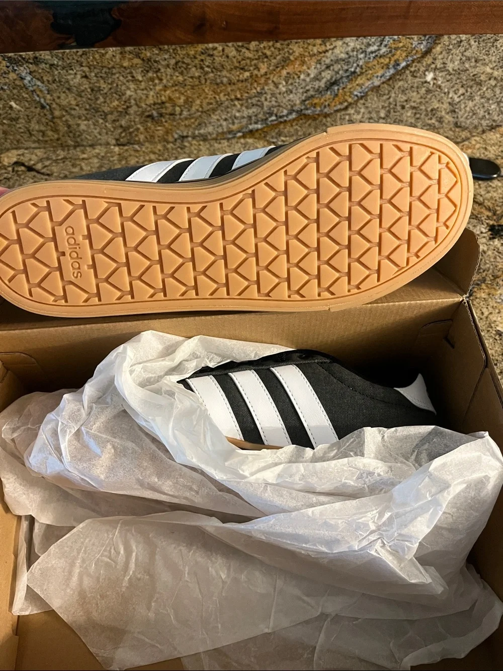 adidas Unisex Black & White Canvas Sneakers with Gum Sole